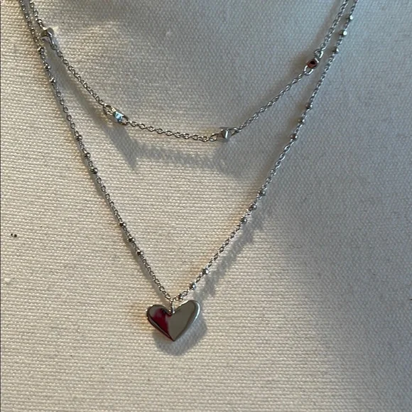 Kendra Scott Silver Layered Heart Necklace - Picture 2 of 3